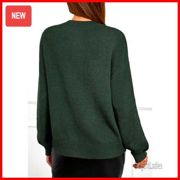 Oversized Chunky Knit Pullover Sweater Long Sleeve Crewneck Floral Pattern - Picture 4 of 7